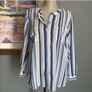 Premise Studio Button Front Striped Top